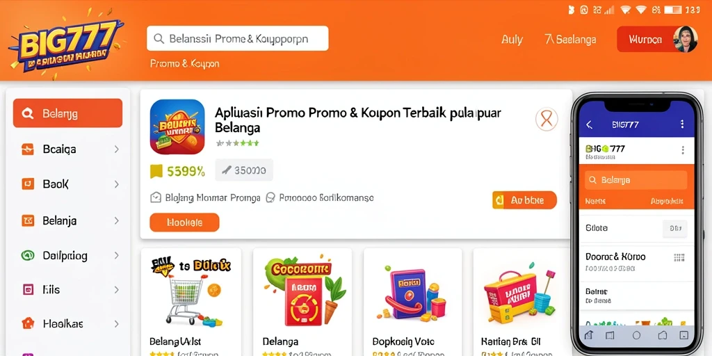 Tampilan antarmuka pengguna aplikasi BIG777 untuk Promo & Kupon.
