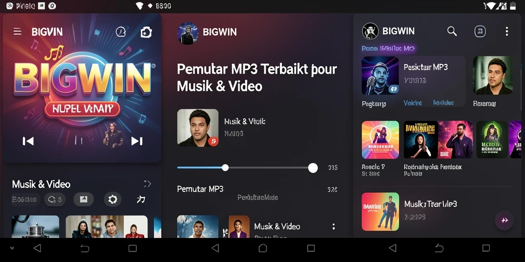 Tampilan antarmuka aplikasi BIGWIN saat memutar musik MP3.