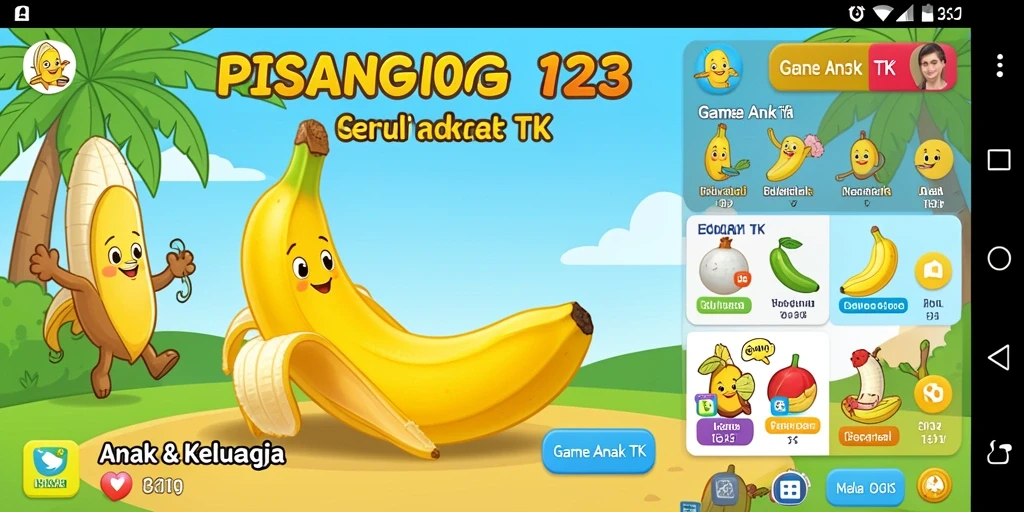 Antarmuka PISANG123 yang ceria dan edukatif untuk anak-anak.