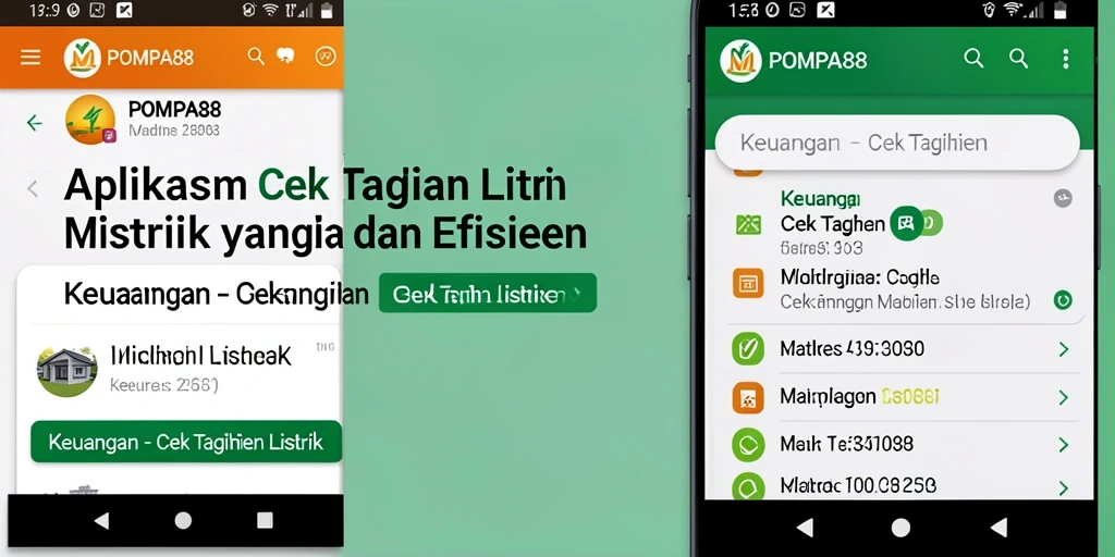 Antarmuka pengguna POMPA88 saat melakukan cek tagihan listrik.