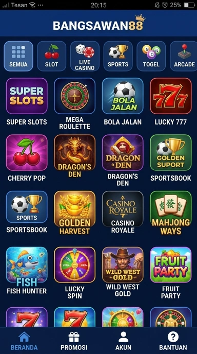 Tampilan katalog aplikasi bangsawan88